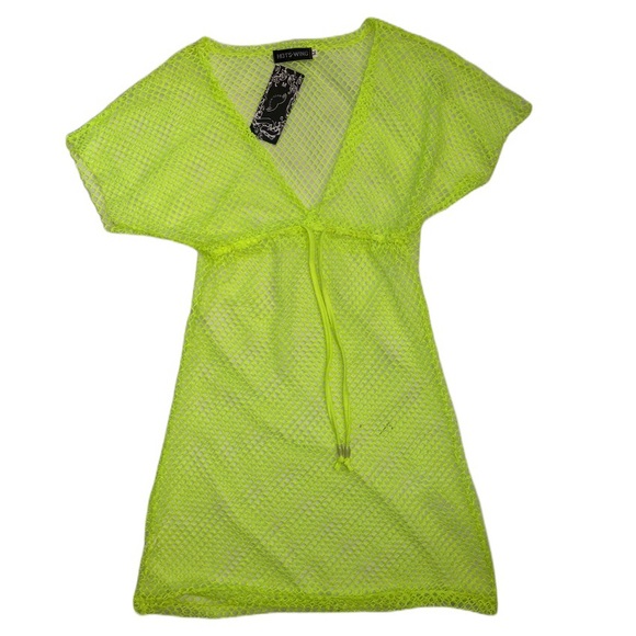 3/$15 Hots-Wing Neon Yellow Mesh Swim Coverup NWT - Picture 3 of 5